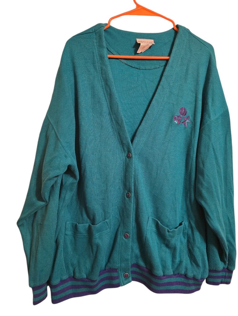 Vintage | Teal V-Neck Women's Cardigan